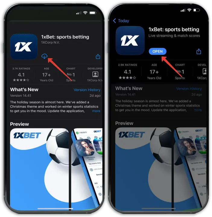 1xbet dasturiga iphone ios orqali kirish