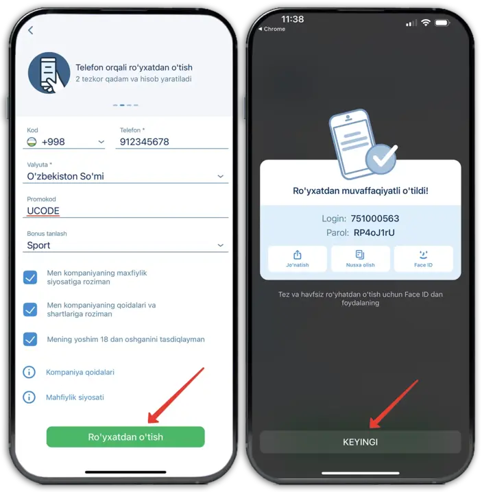 iphone 1xbet registratsiya qilish