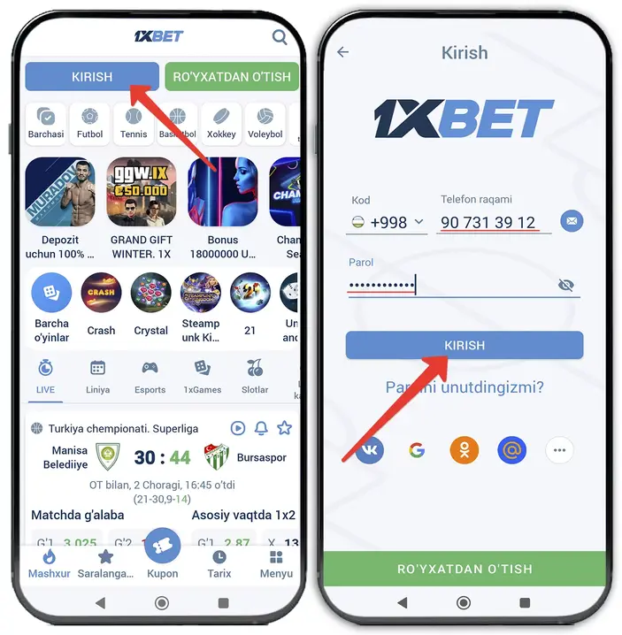 1x saytida avtorizatsiya qilish va stavka qilish 1xbet apk orqali akkuntga kirish
